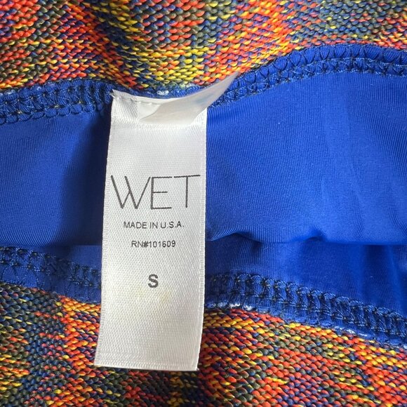 WET Swimwear Halter One Piece Swimsuit Size S Cobalt Aztec Plunging Neckline NWT - Picture 9 of 10